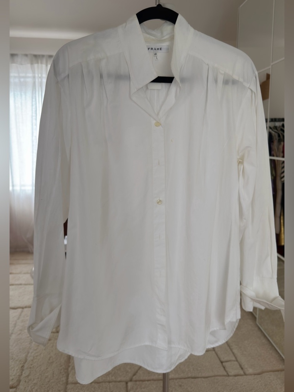 Frame Denim White Relaxed Long-Sleeve Button Shirt